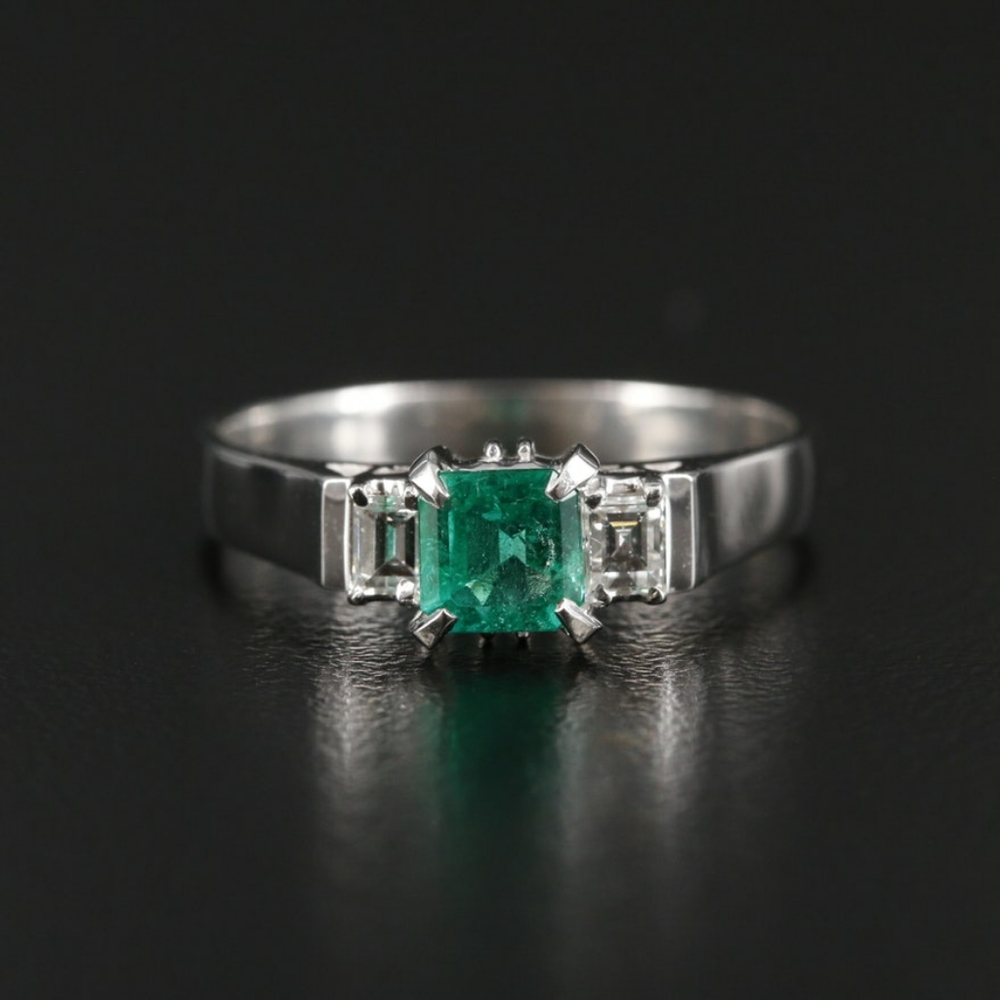 *SOLD* Exquisite Natural Emerald, Diamonds, and Platinum